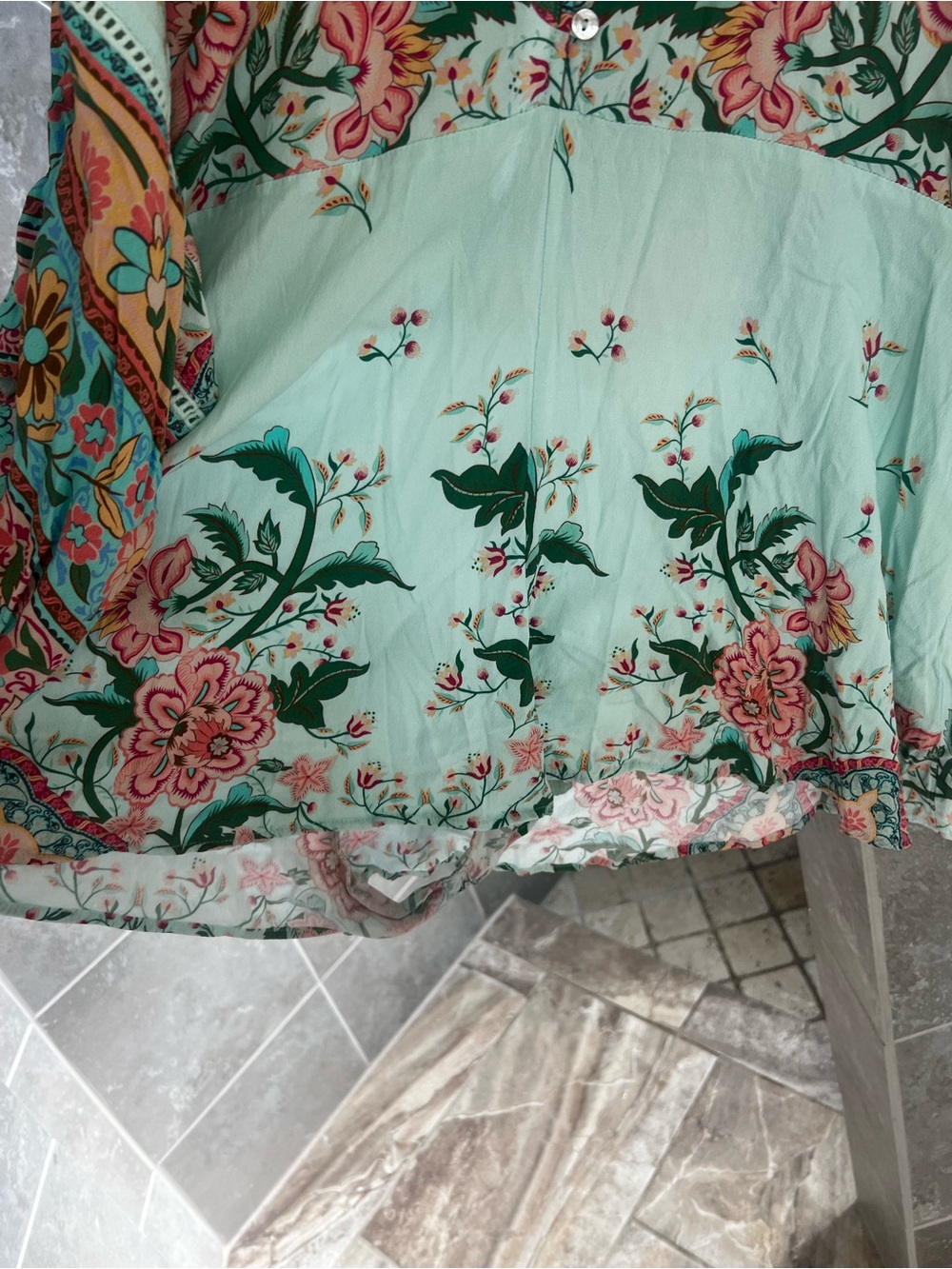 Spell Pastel Floral Kimono Romper in Mint, Pink and Cream - Picture 5 of 6